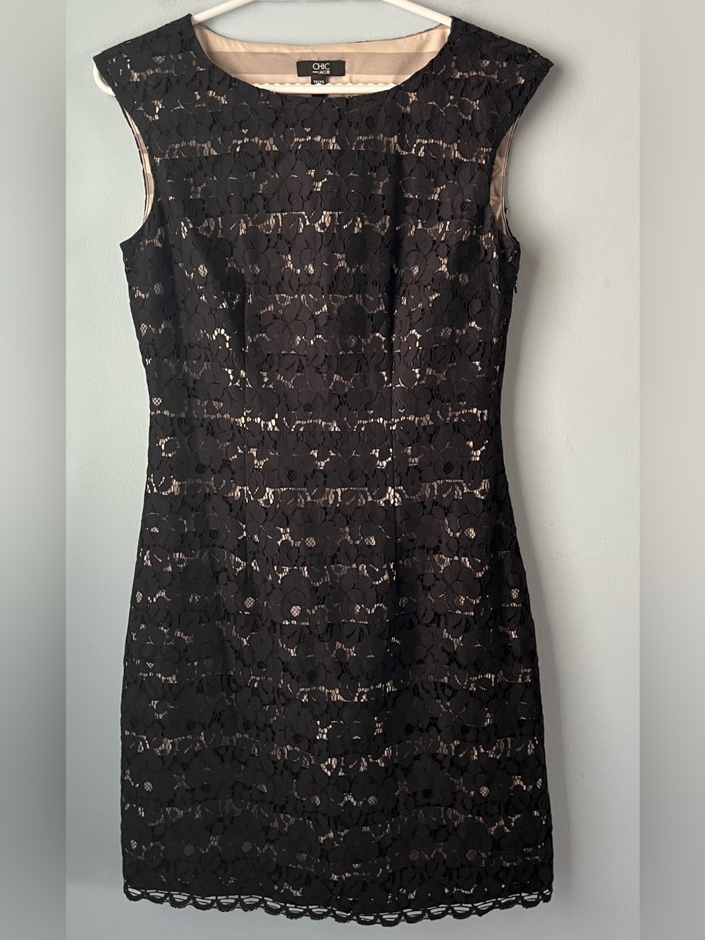 Chic By Jacob Black Lace Sleeveless Cotton Blend Striped Mini Dress Size XS